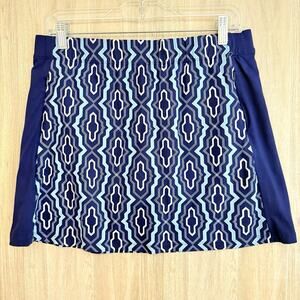 J Mclaughlin Skort Catalina Cloth Skirt Size M Blue White Geometric Print Sport